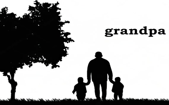 Grandpa Silhouette Background - 2D Edible Cake/Cupcake Topper For Birthdays and Parties! - D24307