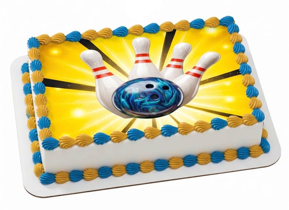 Bowling Strike Edible Cake Topper, Bowling Party Frosting Sheet Decoration ~ D1423