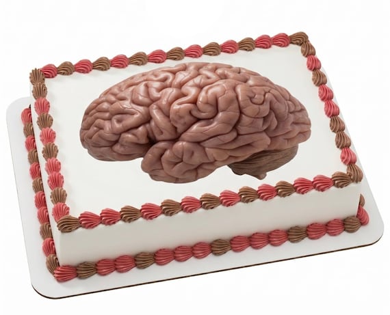 Human Brain Edible Cake Topper, Anatomy Science Frosting Sheet Image, Halloween Birthday ~ D24040