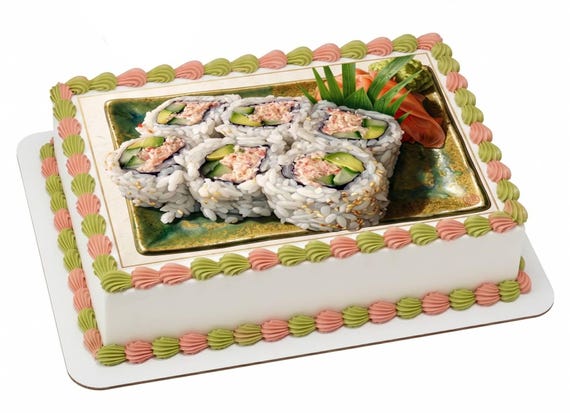 Sushi Roll Edible Cake Topper, Japanese Food Frosting Sheet Image, Sushi Birthday Party ~ D7908