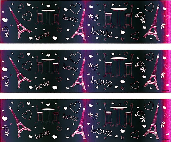 Paris France Valentine's Day Birthday ~ Edible 2D Fondant Birthday Cake Side Toppers ~ D24310