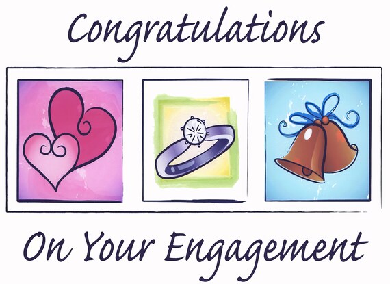 Congrats On Your Engagement Cake Background ~ Edible 2D Fondant Birthday Cake/Cupcake Topper ~ D3036