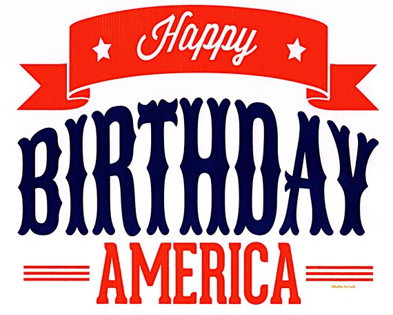 Happy Birthday America 4th of July - Birthday ~ Edible 2D Fondant Birthday Cake/Cupcake Topper ~ D152