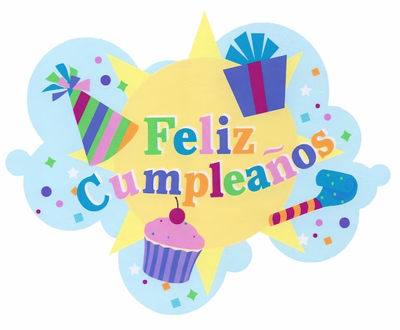 Feliz Cumpleamos Birthday ~ Edible 2D Fondant Birthday Cake/Cupcake Topper ~ D2179