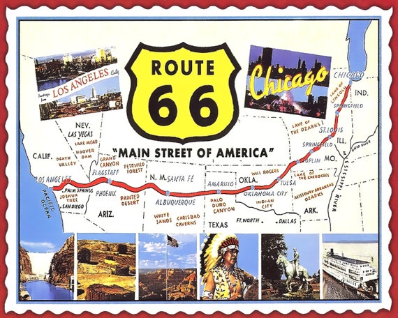 Route 66 Map Birthday ~ Edible 2D Fondant Birthday Cake/Cupcake Topper ~ D1675