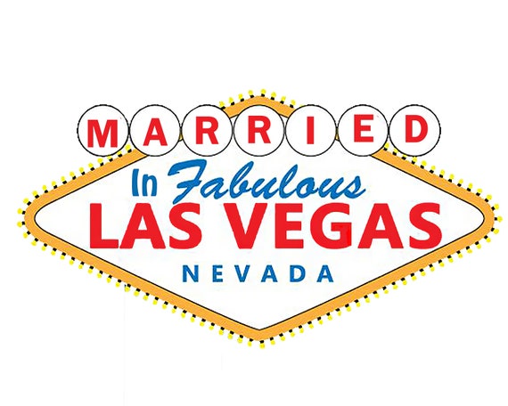 Married in Las Vegas Casino Birthday - 2D Fondant Edible Cake and Cupcake Topper For Birthdays and Parties! - D24366