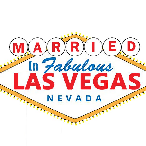 Married in Las Vegas Casino Birthday - 2D Fondant Edible Cake and Cupcake Topper For Birthdays and Parties! - D24366