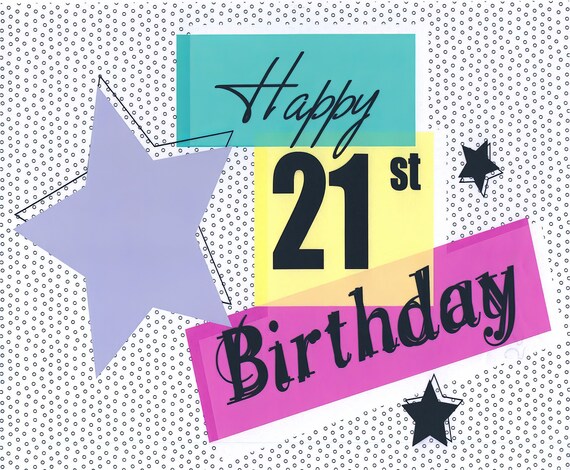 Happy 21st Birthday ~ Edible 2D Fondant Birthday Cake/Cupcake Topper ~ D4684