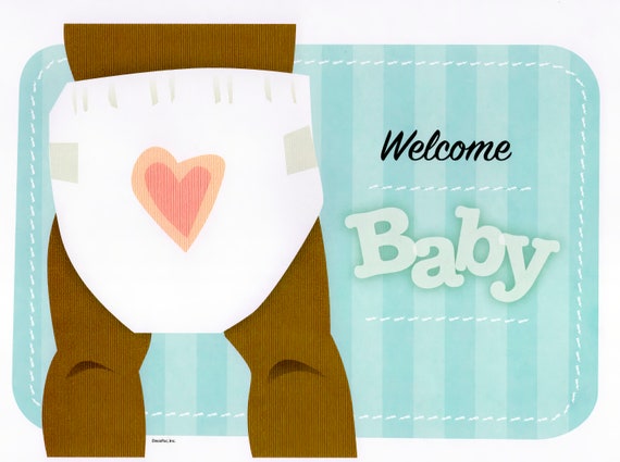 Welcome Baby African American Baby Shower ~ Edible 2D Fondant Birthday Cake/Cupcake Topper ~ D205