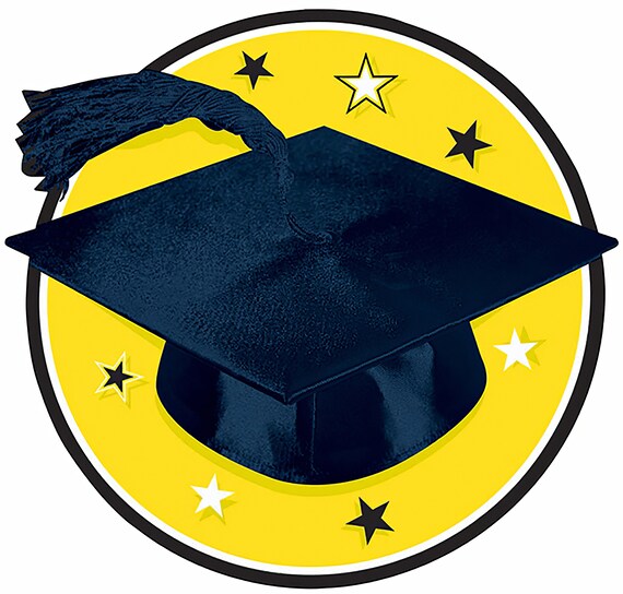 Graduation Cap On A Yellow Background ~ Edible 2D Fondant Birthday Cake/Cupcake Topper ~ D5915