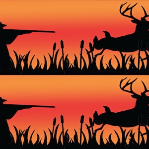 Orange Deer Hunting Birthday ~ Edible 2D Fondant Birthday Cake Side Toppers ~ D24134