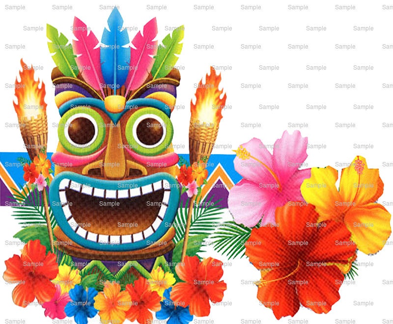 Summer Luau Tiki Birthday Edible 2D Fondant Birthday
