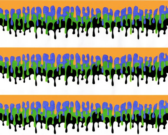 Colorful Slime - Birthday Background - Side Strips ~ Edible 2D Fondant Birthday Cake Side Toppers ~ D22548