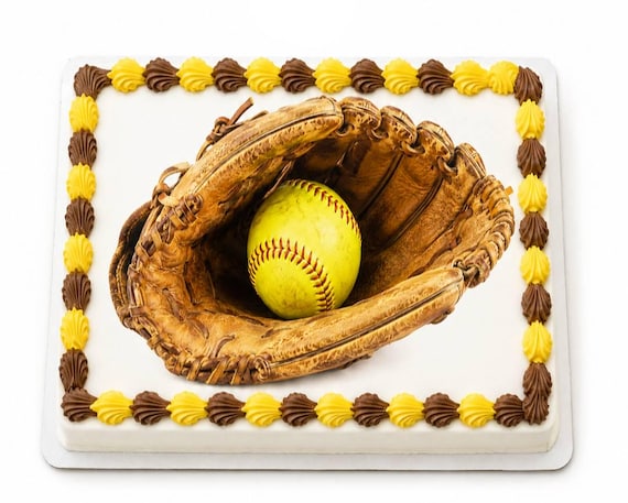 Softball Glove Edible Cake Topper, Fastpitch Sports Frosting Sheet Image ~ D30147