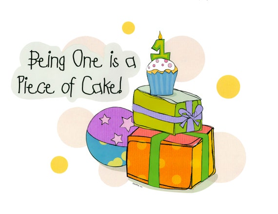 Being One Piece of Cake ~ Edible 2D Fondant Birthday Cake/Cupcake Topper ~ D20781