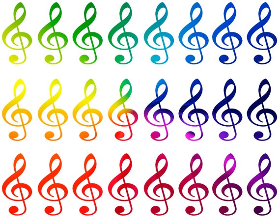 Rainbow Music Band Notes Birthday - Side Strips ~ Edible 2D Fondant Birthday Cake Side Toppers ~ D22694