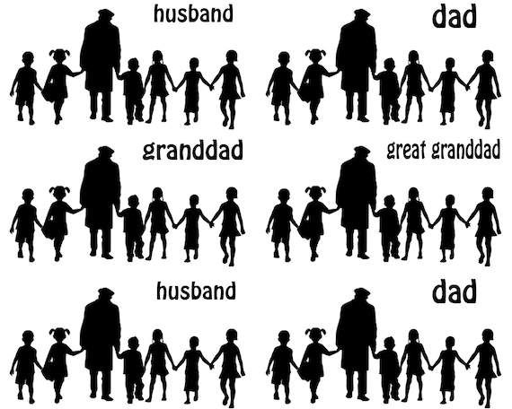 Husband and Dad Silhouette - Side Strips ~ Edible 2D Fondant Birthday Cake Side Toppers ~ D24714