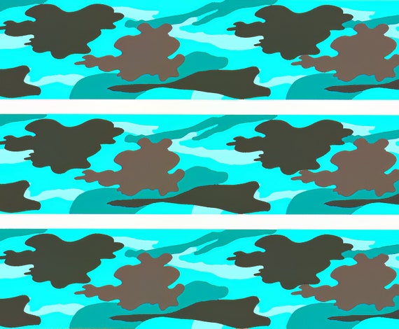 Turquoise Hunting Camo - Birthday Background - Side Strips ~ Edible 2D Fondant Birthday Cake Side Toppers ~ D9800