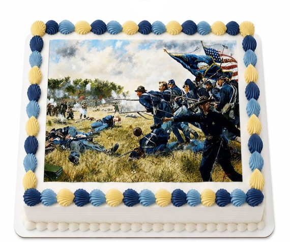 Civil War Battle Edible Cake Topper, Union Soldier Frosting Sheet, History Party ~ D1113