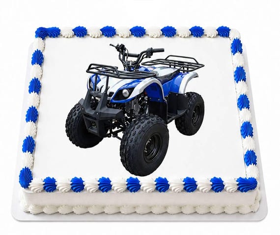 Blue ATV Four Wheeler Edible Cake Topper, Quad Rider Birthday Frosting Sheet Image, Off Road Fun ~ D5503