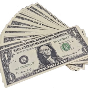 One Dollar Bill Stack Casino Las Vegas Birthday - 2D Fondant Edible Cake & Cupcake Topper For Birthdays and Parties! - D24347