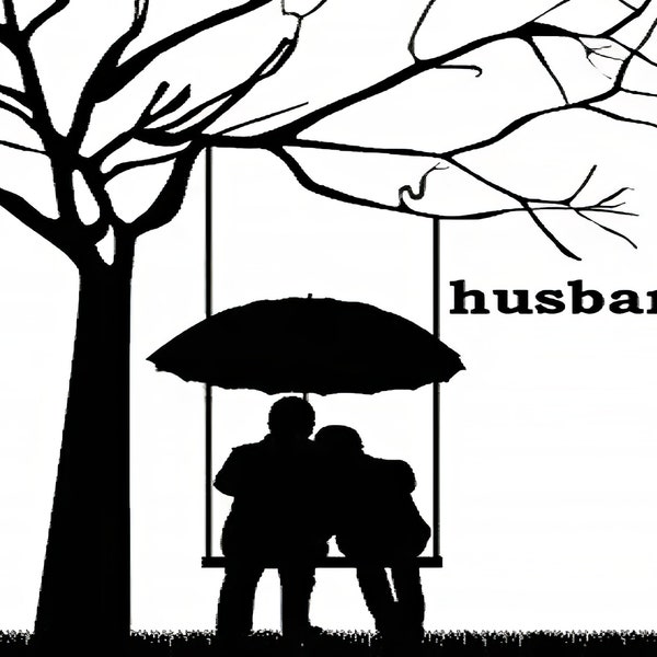 Husband & Wife Silhouette Background - 2D Edible Cake/Cupcake Topper For Birthdays and Parties! - D24305