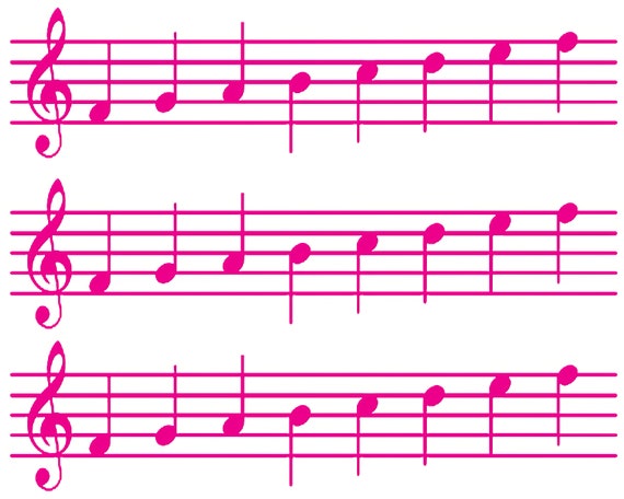 Pink Sheet Music Band Notes Birthday - Side Strips ~ Edible 2D Fondant Birthday Cake Side Toppers ~ D22687