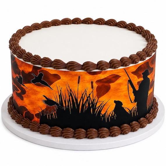 Duck Hunting Camo Edible Cake Side Strip, Hunter Frosting Sheet Decoration ~ D24320
