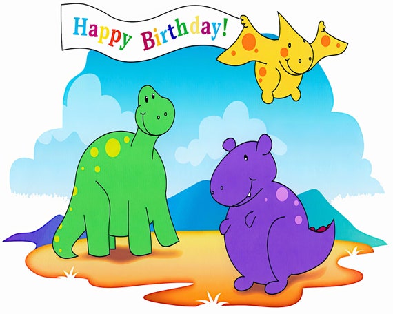 Baby Dinosaurs Birthday  ~ Edible 2D Fondant Birthday Cake/Cupcake Topper ~ D2169