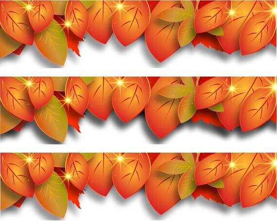 Fall Thanksgiving Leaves Birthday - 2D Edible Cake Side Toppers - Decorate The Sides of Your Cake! - D24192