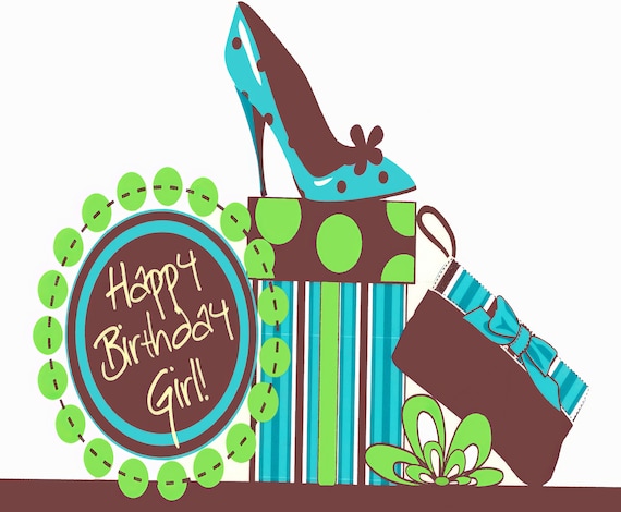 Happy Birthday  Girl High Heels ~ Edible 2D Fondant Birthday Cake/Cupcake Topper ~ D1401