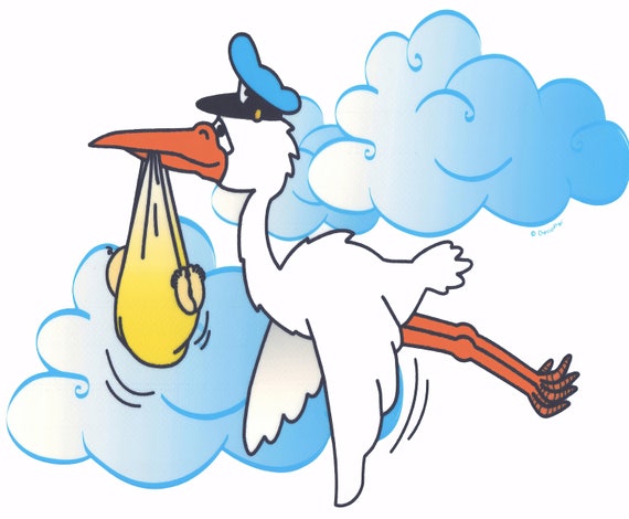 Stork Baby Shower Birthday ~ Edible 2D Fondant Birthday Cake/Cupcake Topper ~ D6814