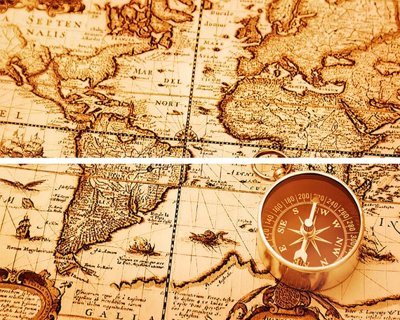 Old World Map 4" Tall - Birthday Background - Side Strips ~ Edible 2D Fondant Birthday Cake Side Toppers ~ D22409