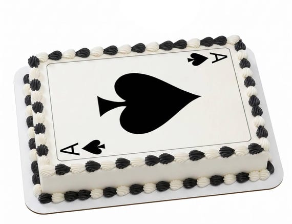 Ace of Spades Edible Cake Topper, Playing Card Frosting Sheet Decoration ~ D21960