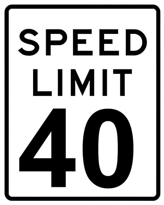 Speed Limit 40th Birthday Sign - 2D Fondant Edible Cake & Cupcake Topper For Birthdays and Parties! - D24332