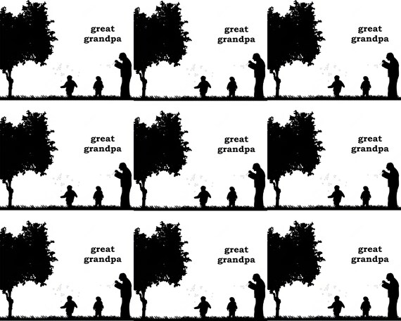 Great Grandpa Silhouette Birthday - Side Strips - 2D Edible Fondant Cake Side Toppers - Decorate The Sides of Your Cake! - D24163