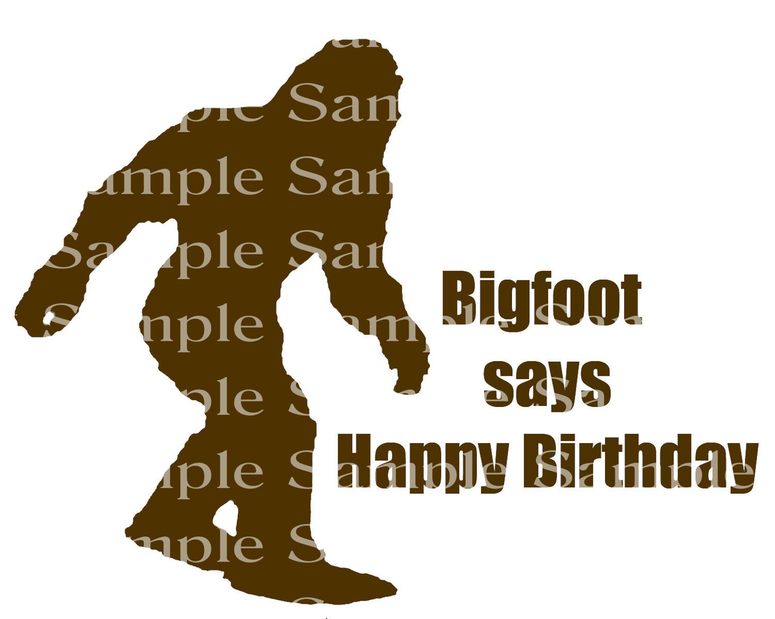 Brown Bigfoot Says Happy Birthday Party Edible 2D Fondant Etsy
