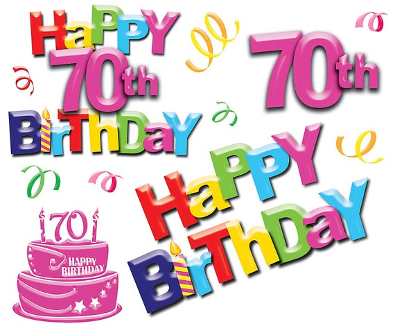 Happy 70th Birthday Party ~ Edible 2D Fondant Birthday Cake/Cupcake Topper ~ D6001