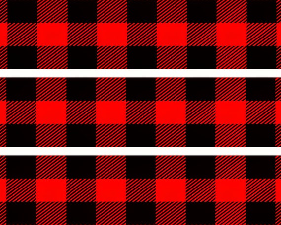 Red & Black Plaid ~ Edible 2D Fondant Birthday Cake Side Toppers ~ D24211