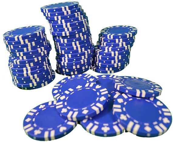 Casino Blue Poker Chips Birthday ~ Edible 2D Fondant Birthday Cake/Cupcake Topper ~ D7340