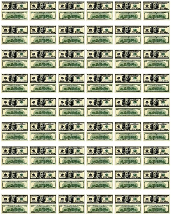 100 Dollar Money Background ~ Edible 2D Fondant Birthday Cake/Cupcake Topper ~ D20154