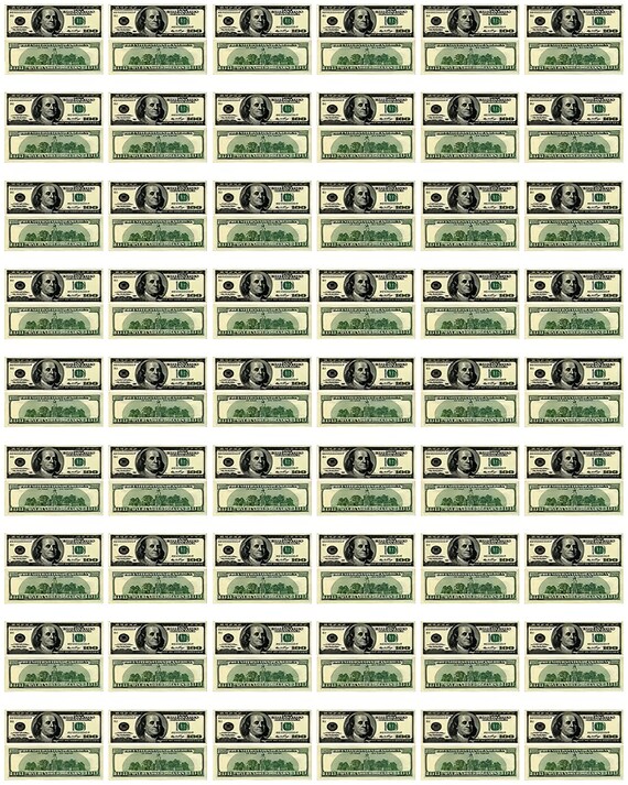 100 Dollar Money Background ~ Edible 2D Fondant Birthday Cake/Cupcake Topper ~ D20154