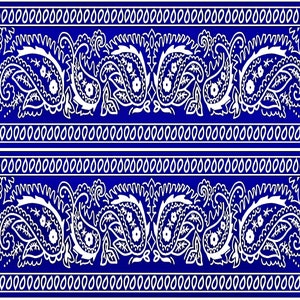 Blue Paisley Bandana Birthday ~ Edible 2D Fondant Birthday Cake Side Toppers ~ D24123