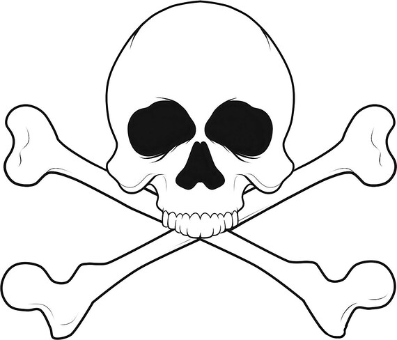 Skull and Crossbones Halloween ~ Edible 2D Fondant Birthday Cake/Cupcake Topper ~ D5836