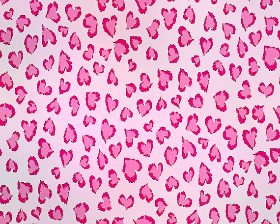 Pink Heart Cheetah Print - Background Birthday ~ Edible 2D Fondant Birthday Cake/Cupcake Topper ~ D4974