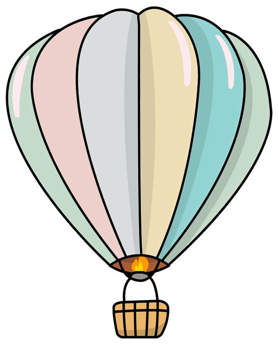 Pastel Hot Air Balloon Birthday ~ Edible 2D Fondant Birthday Cake/Cupcake Topper ~ D20109