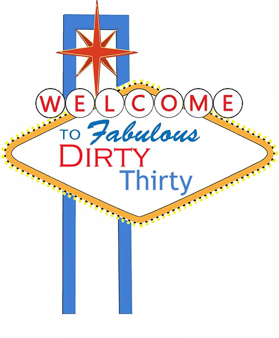 Las Vegas Dirty Thirty ~ Edible 2D Fondant Birthday Cake/Cupcake Topper ~ D20864