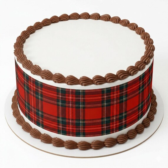 Classic Red Plaid Birthday - 2D Edible Cake Side Toppers - Decorate The Sides of Your Cake! - D24194
