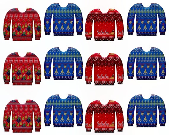 Christmas Sweaters ~ Edible 2D Fondant Birthday Cake Side Toppers ~ D24218