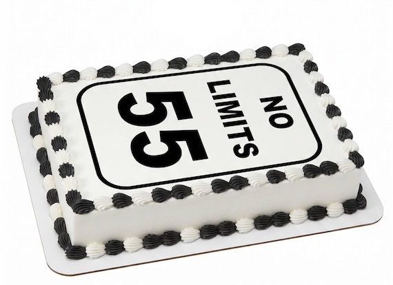 55 No Limits Edible Cake Topper, 55th Birthday Frosting Sheet Image, Funny Milestone Birthday ~ D24349